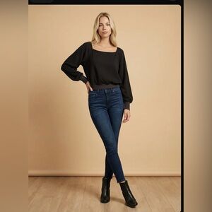 FP Movement Black Cropped Cut Out Long Sleeve Top